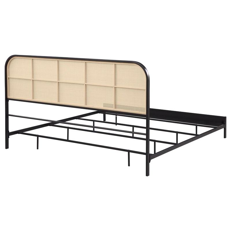 Large Picture of Coaster Furniture Amherst 360351KE Radio Weave Rattan Metal Eastern King Bed - Black
