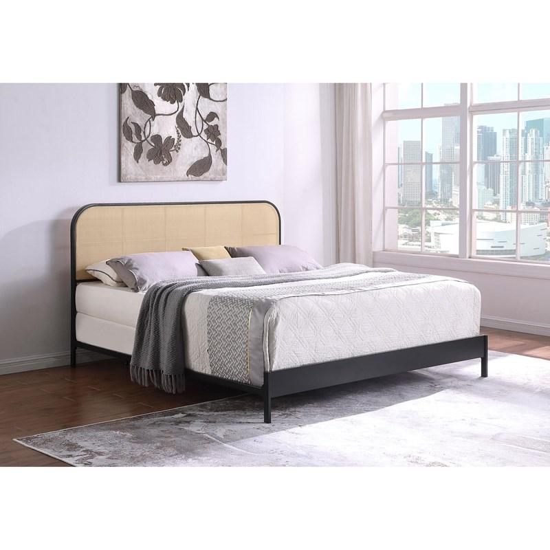 Large Picture of Coaster Furniture Amherst 360351KE Radio Weave Rattan Metal Eastern King Bed - Black