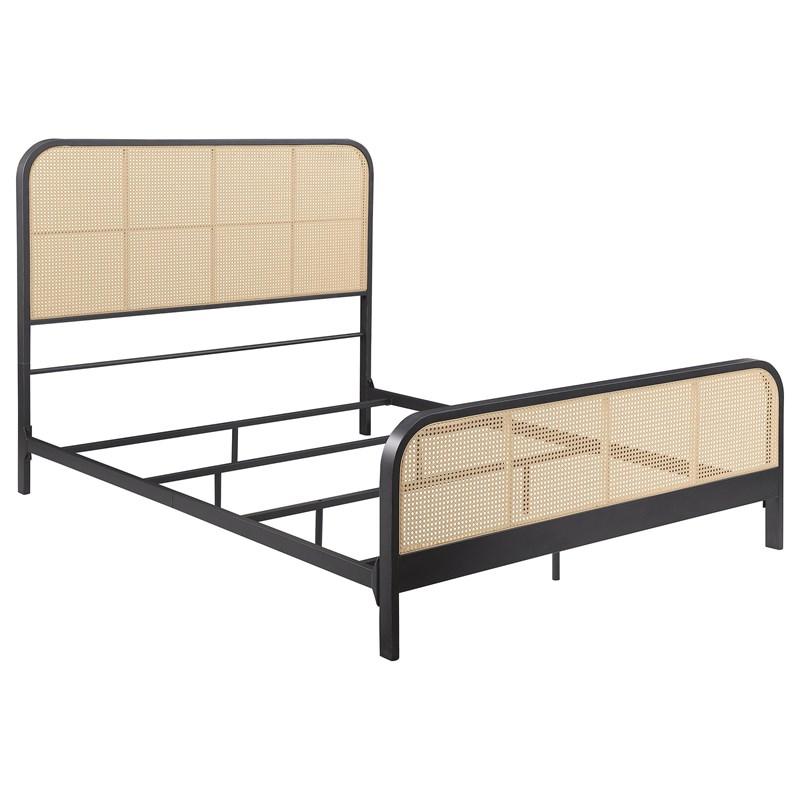 Coaster Furniture Lanewood 360250Q Open Cane Webbing Metal Queen Bed - Black