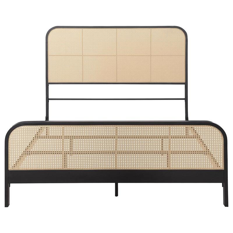 Large Picture of Coaster Furniture Lanewood 360250Q Open Cane Webbing Metal Queen Bed - Black