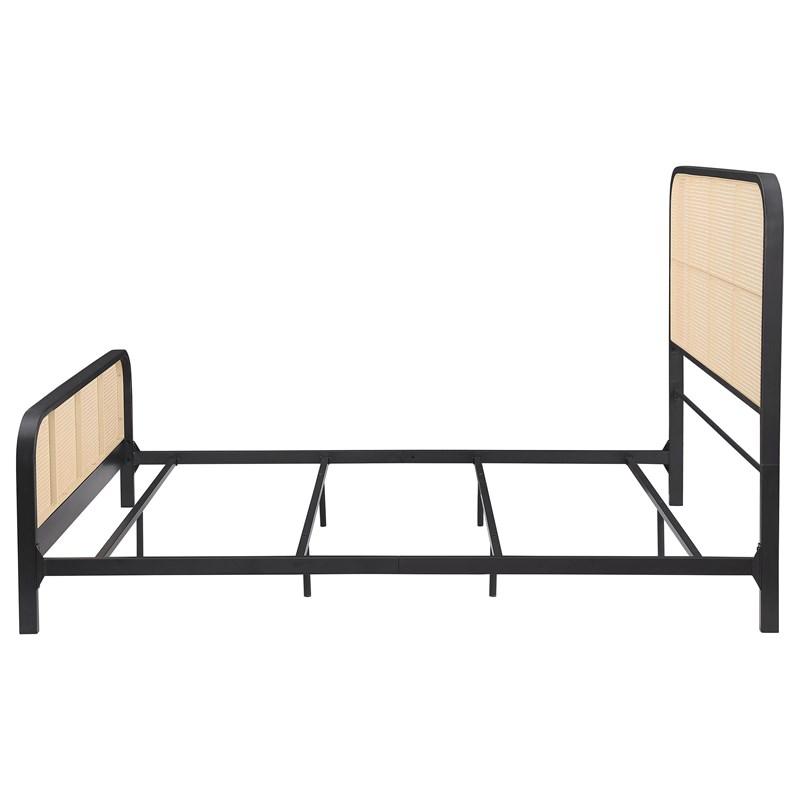 Large Picture of Coaster Furniture Lanewood 360250Q Open Cane Webbing Metal Queen Bed - Black