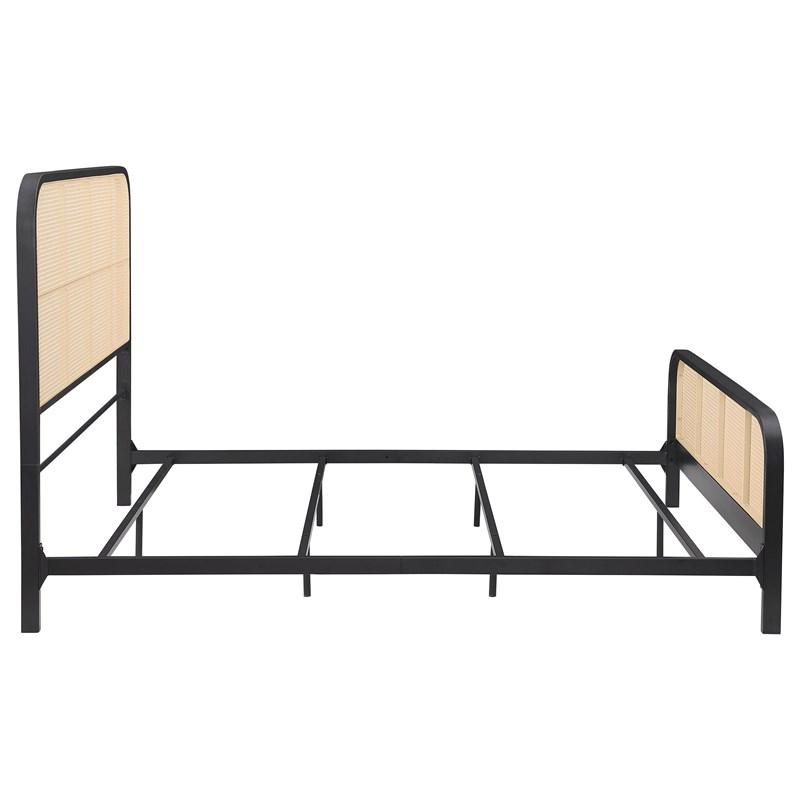 Large Picture of Coaster Furniture Lanewood 360250Q Open Cane Webbing Metal Queen Bed - Black