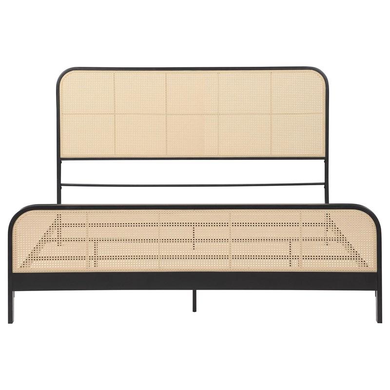 Large Picture of Coaster Furniture Lanewood 360250KE Open Cane Webbing Metal Eastern King Bed - Black