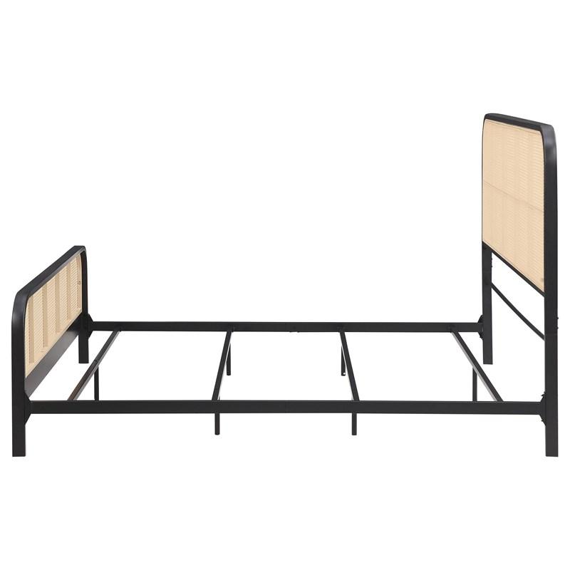 Large Picture of Coaster Furniture Lanewood 360250KE Open Cane Webbing Metal Eastern King Bed - Black