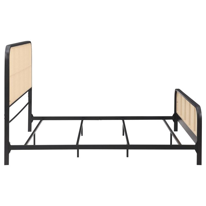 Large Picture of Coaster Furniture Lanewood 360250KE Open Cane Webbing Metal Eastern King Bed - Black