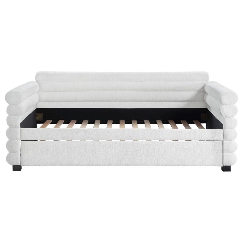 Large Picture of Coaster Furniture Patricia 300716 Boucle Upholstered Twin Day Bed with Trundle - White