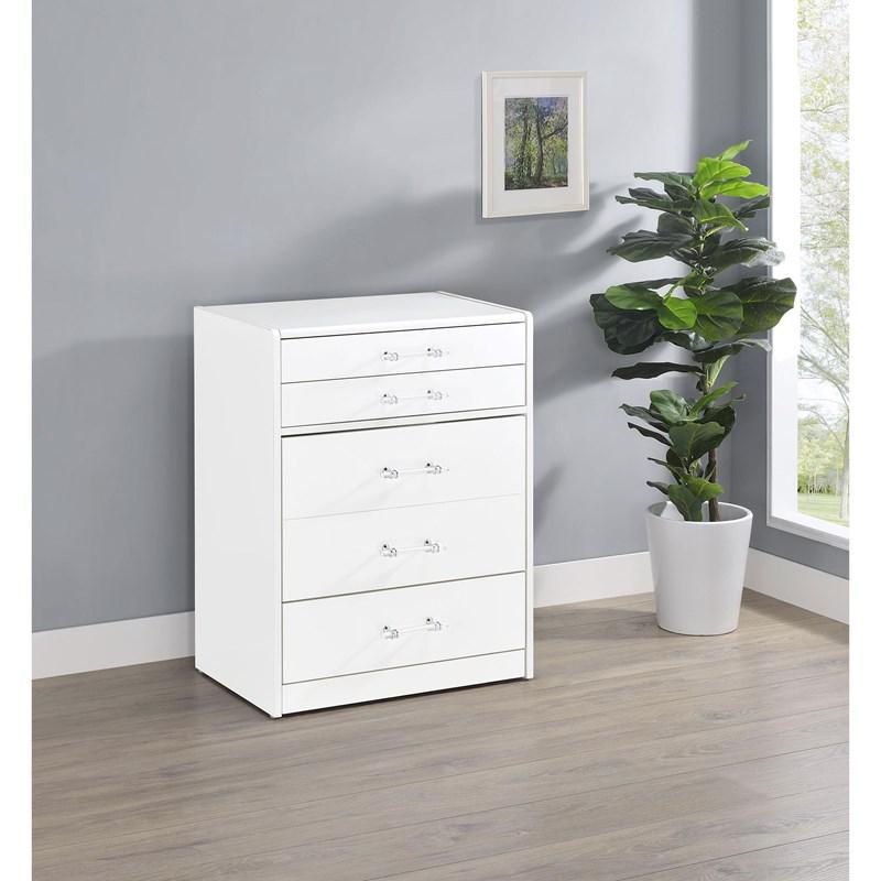 Large Picture of Coaster Furniture Danbury 930208 3-Drawer Makeup Vanity & Stool - Set White High Gloss