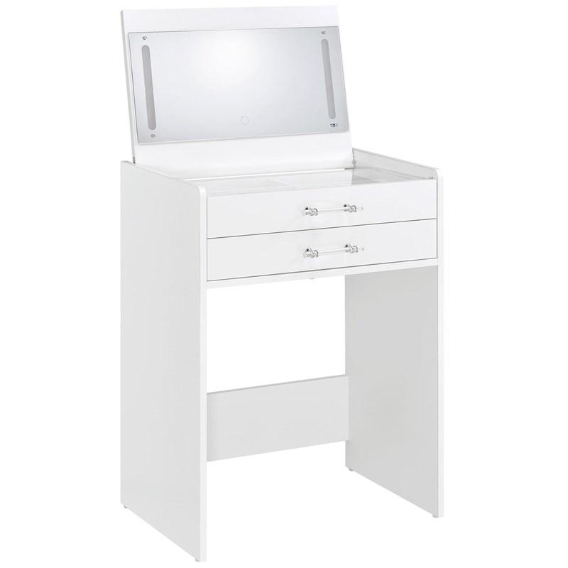 Large Picture of Coaster Furniture Danbury 930208 3-Drawer Makeup Vanity & Stool - Set White High Gloss