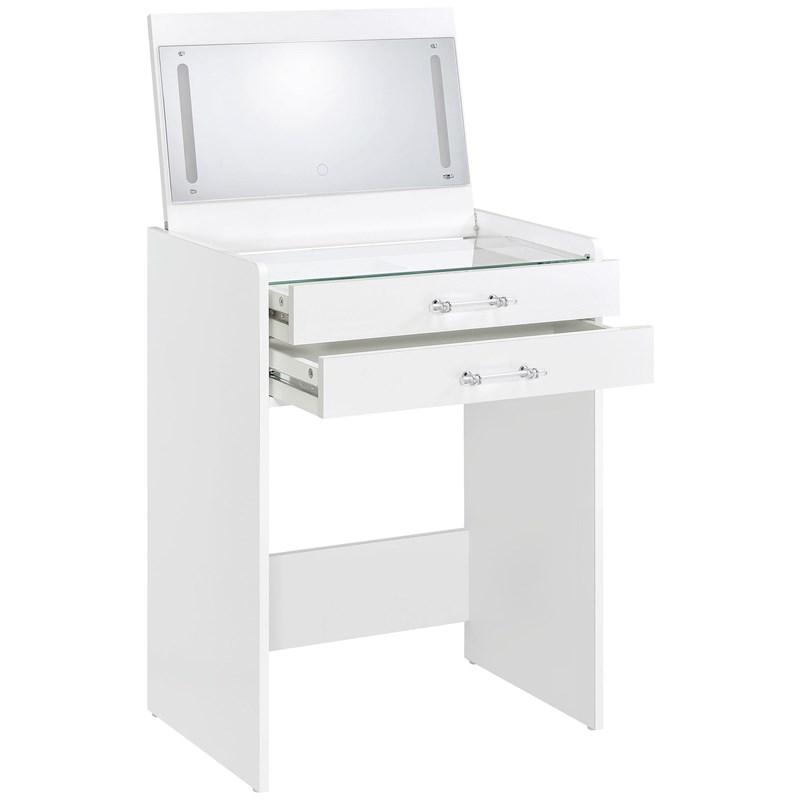 Large Picture of Coaster Furniture Danbury 930208 3-Drawer Makeup Vanity & Stool - Set White High Gloss