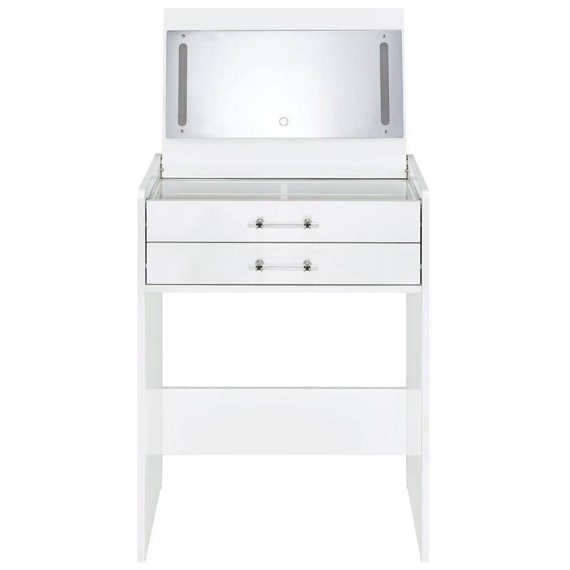 Large Picture of Coaster Furniture Danbury 930208 3-Drawer Makeup Vanity & Stool - Set White High Gloss