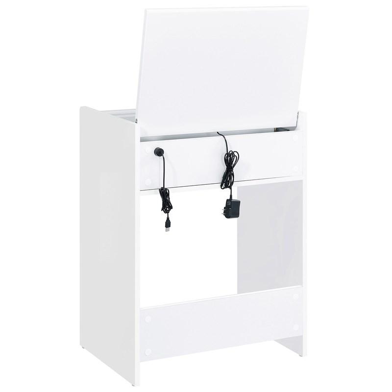 Large Picture of Coaster Furniture Danbury 930208 3-Drawer Makeup Vanity & Stool - Set White High Gloss