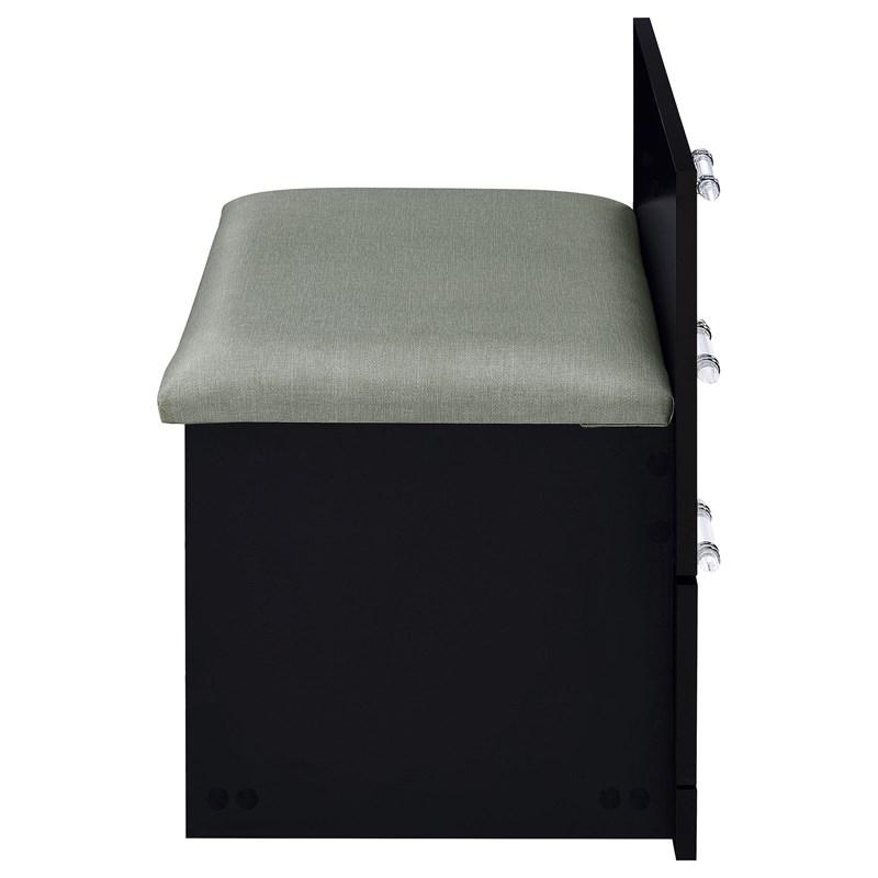 Large Picture of Coaster Furniture Danbury 930209 3-Drawer Makeup Vanity & Stool - Set Black High Gloss