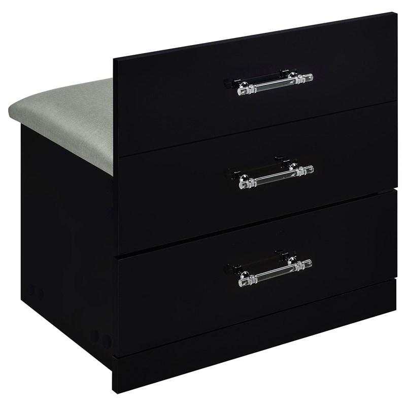 Large Picture of Coaster Furniture Danbury 930209 3-Drawer Makeup Vanity & Stool - Set Black High Gloss