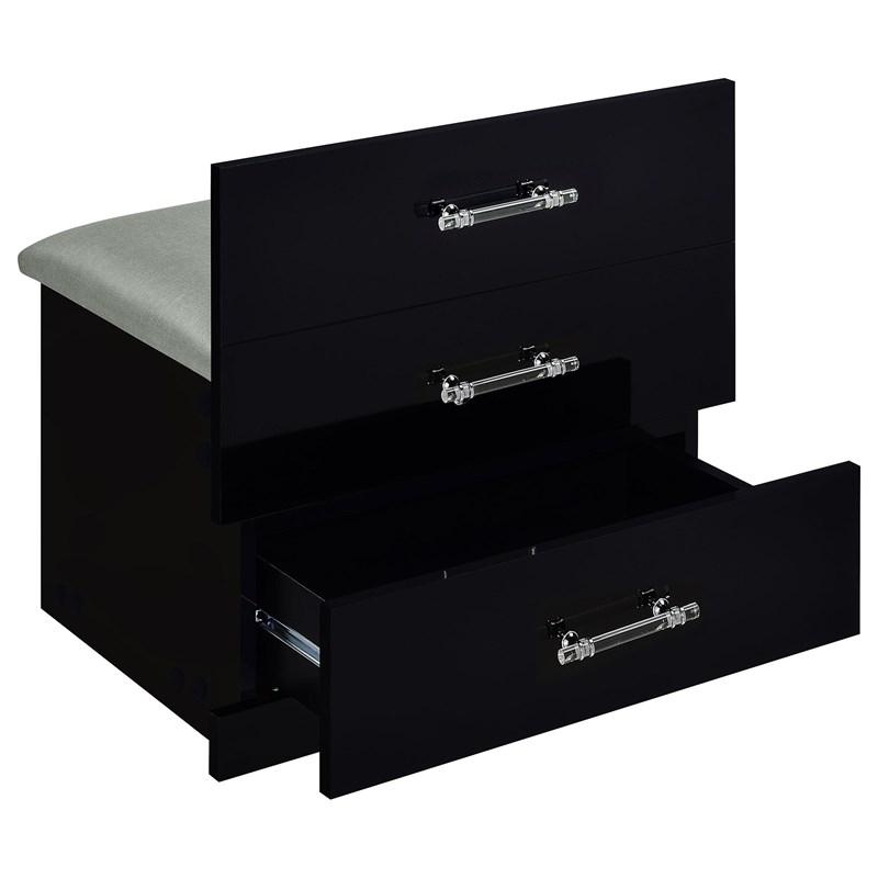 Large Picture of Coaster Furniture Danbury 930209 3-Drawer Makeup Vanity & Stool - Set Black High Gloss