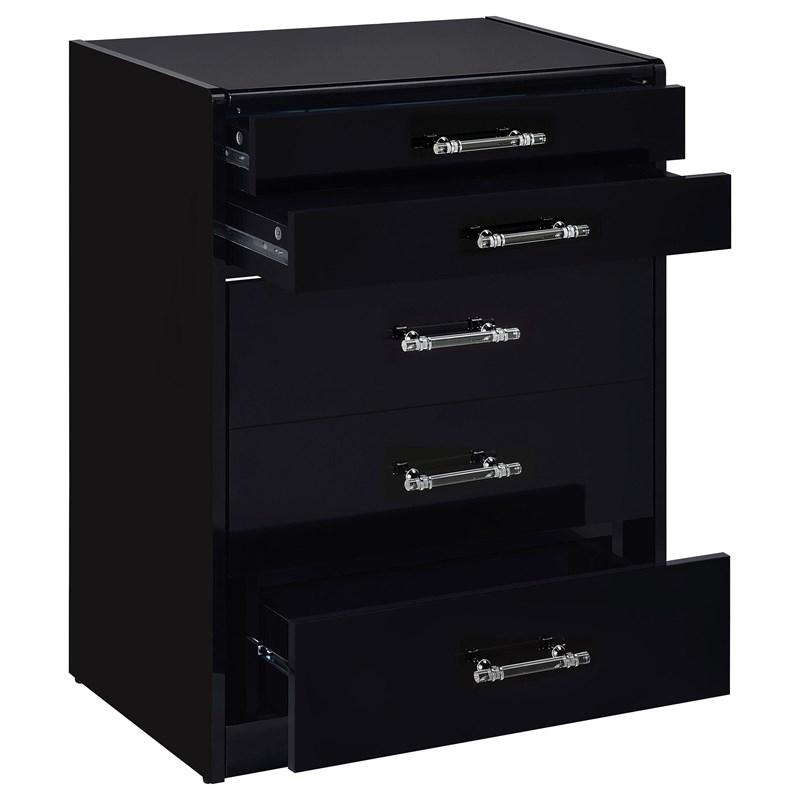 Large Picture of Coaster Furniture Danbury 930209 3-Drawer Makeup Vanity & Stool - Set Black High Gloss