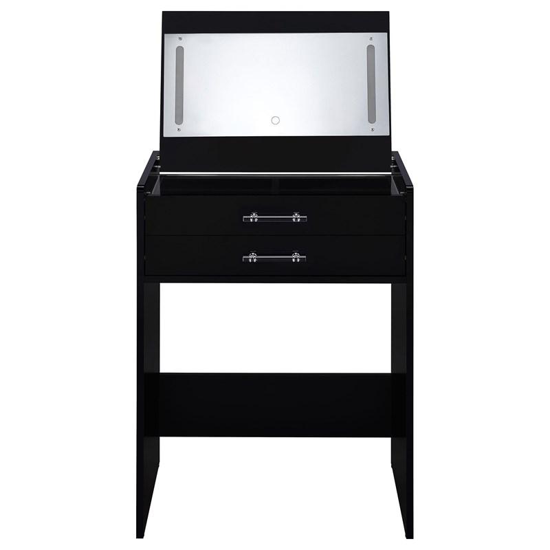 Large Picture of Coaster Furniture Danbury 930209 3-Drawer Makeup Vanity & Stool - Set Black High Gloss