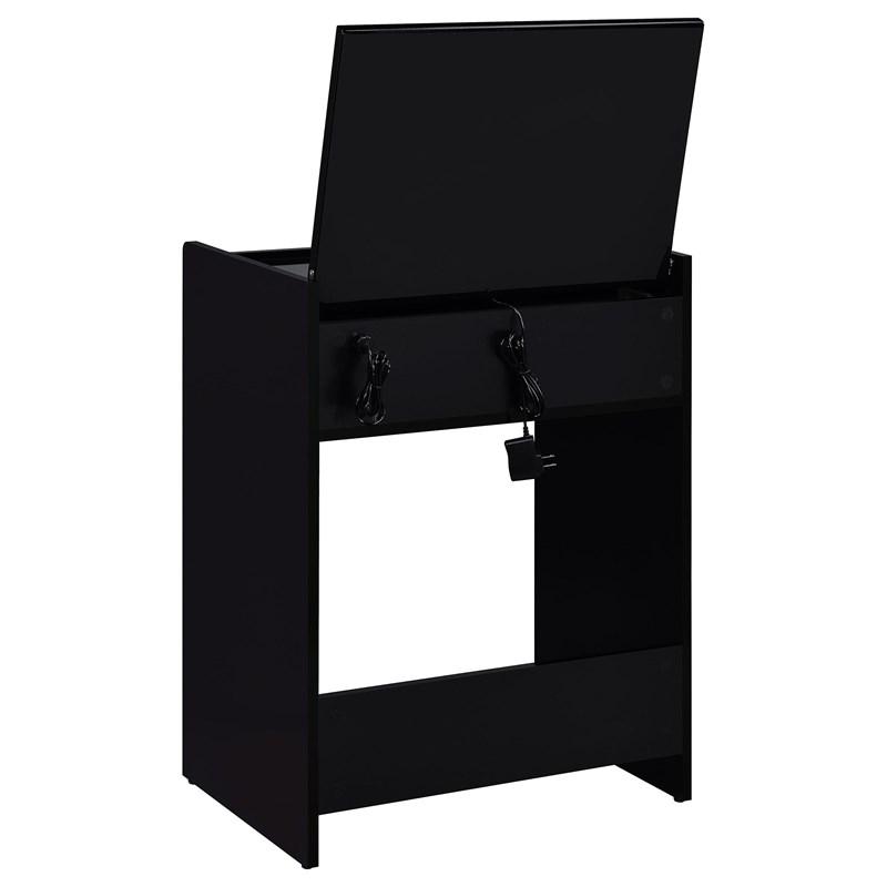 Large Picture of Coaster Furniture Danbury 930209 3-Drawer Makeup Vanity & Stool - Set Black High Gloss