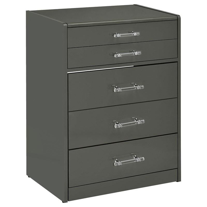 Coaster Furniture Danbury 930210 3-Drawer Makeup Vanity & Stool - Set Grey High Gloss