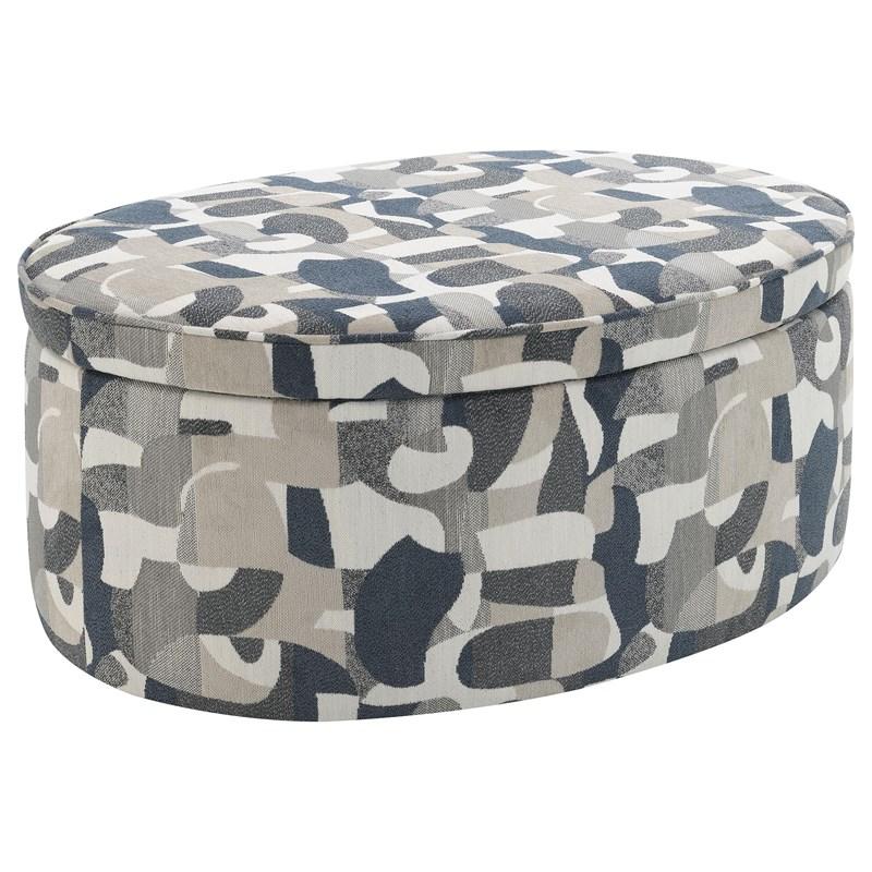 Coaster Furniture Tomkins 509674 Oval Upholstered Storage Ottoman - Indigo Blue