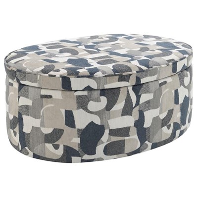 Coaster Furniture Tomkins 509674 Oval Upholstered Storage Ottoman - Indigo Blue