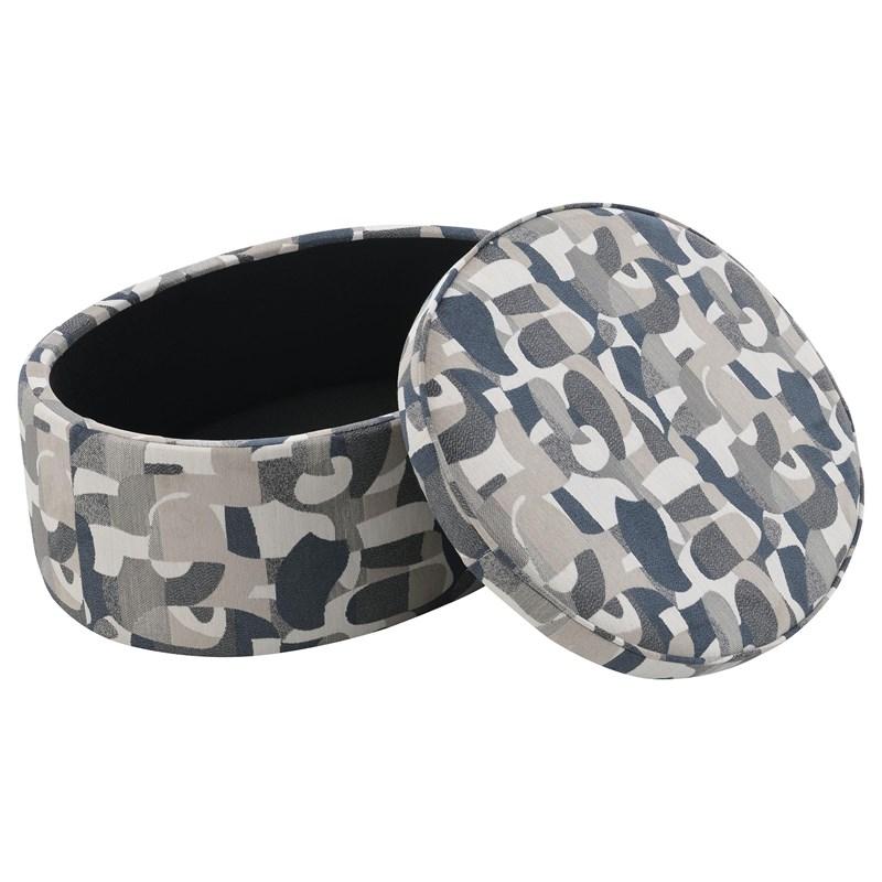 Large Picture of Coaster Furniture Tomkins 509674 Oval Upholstered Storage Ottoman - Indigo Blue