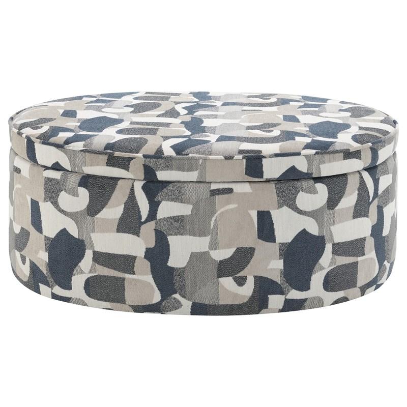 Large Picture of Coaster Furniture Tomkins 509674 Oval Upholstered Storage Ottoman - Indigo Blue