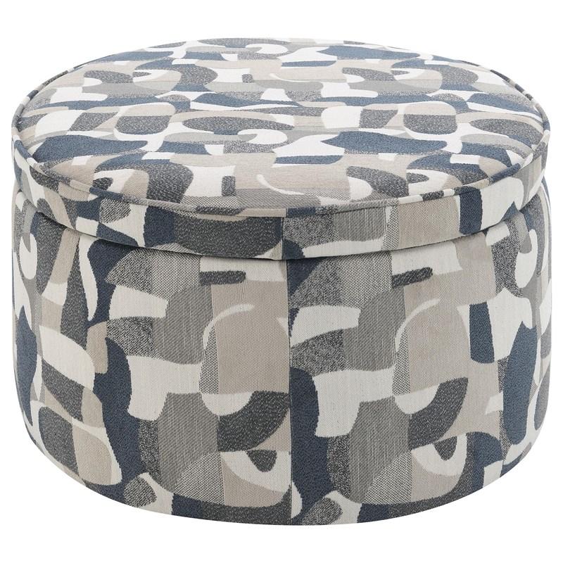 Large Picture of Coaster Furniture Tomkins 509674 Oval Upholstered Storage Ottoman - Indigo Blue