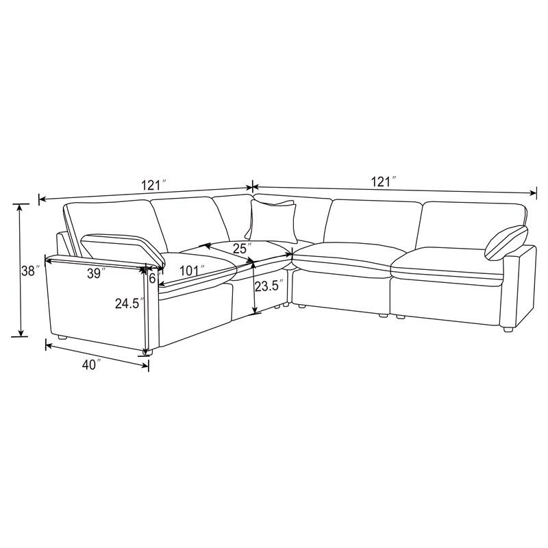 Large Picture of Coaster Furniture Collins 609560P 5 pc Modular Power Reclining Sectional - Grey