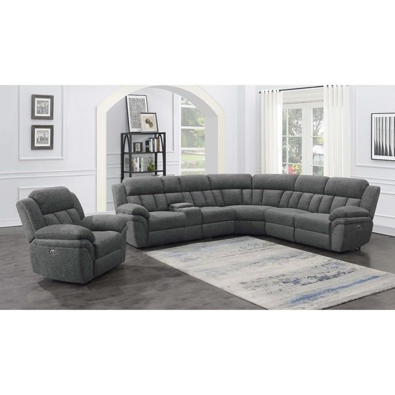 Large Picture of Coaster Furniture Bahrain 609540P 6 pc Modular Power Reclining Sectional - Charcoal