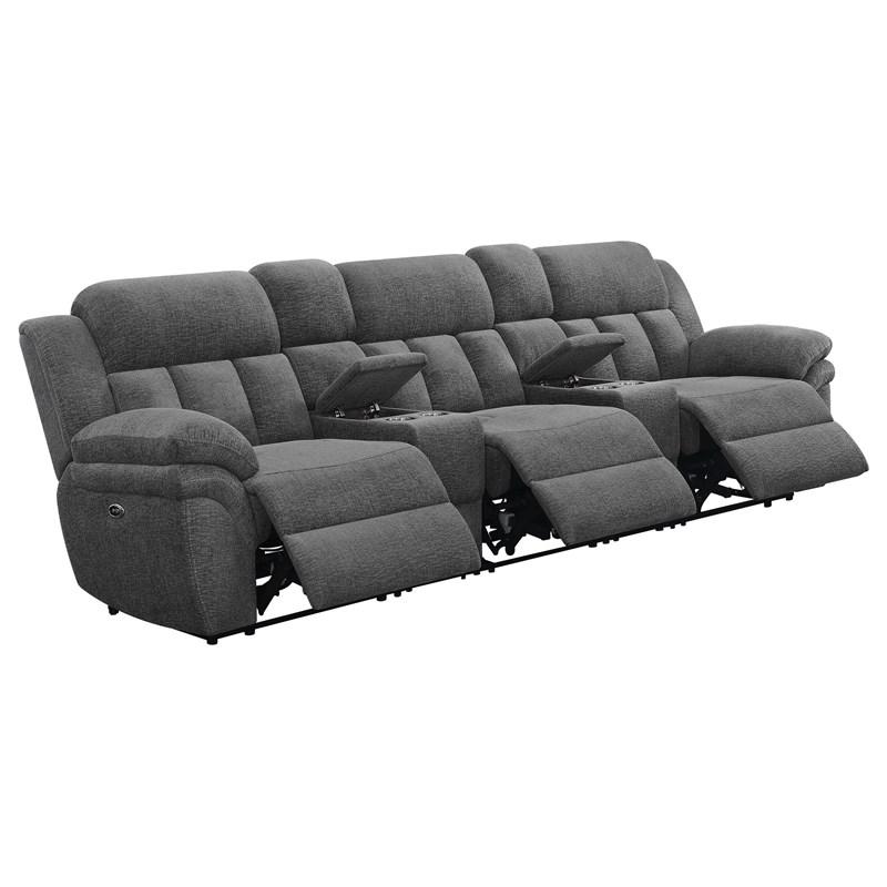 Large Picture of Coaster Furniture Bahrain 609541PT 5-piece Power Home Theater Seating - Charcoal