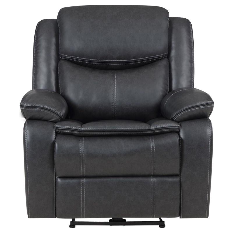 Large Picture of Coaster Furniture Sycamore 610233P Upholstered Power Recliner Chair - Dark Grey