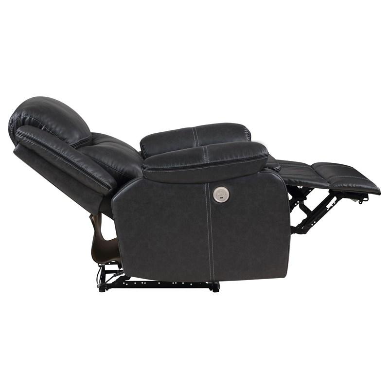 Large Picture of Coaster Furniture Sycamore 610233P Upholstered Power Recliner Chair - Dark Grey