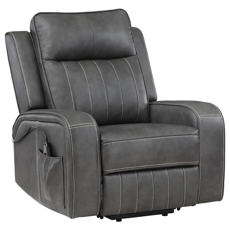 Coaster Furniture Raelynn 603194P Upholstered Power Lift Recliner Chair - Grey