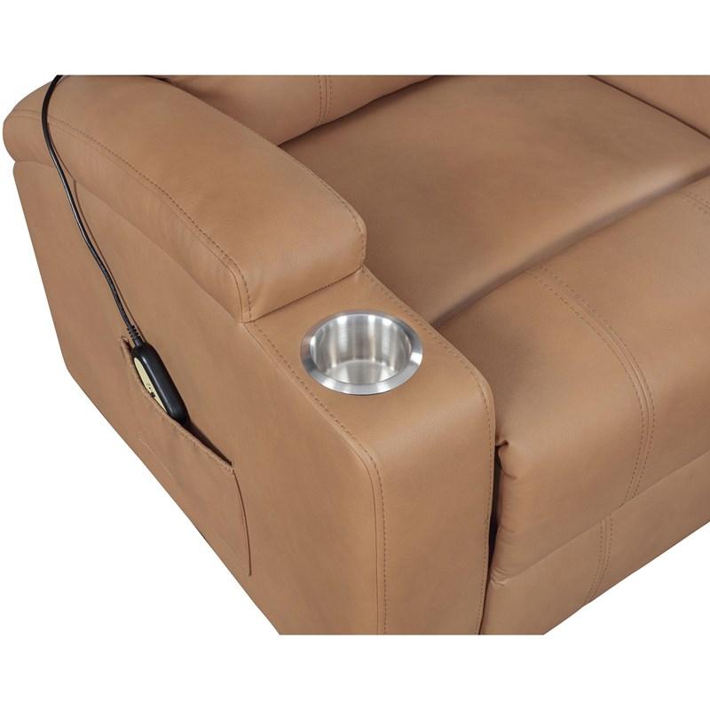 Large Picture of Coaster Furniture Armstrong 609476P Upholstered Power Lift Massage Recliner - Camel