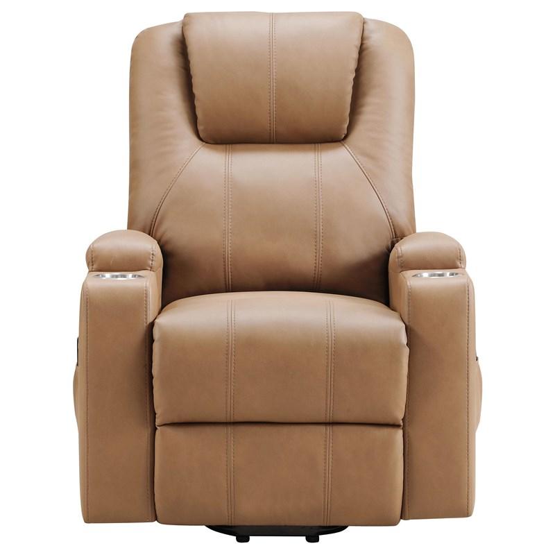 Large Picture of Coaster Furniture Armstrong 609476P Upholstered Power Lift Massage Recliner - Camel
