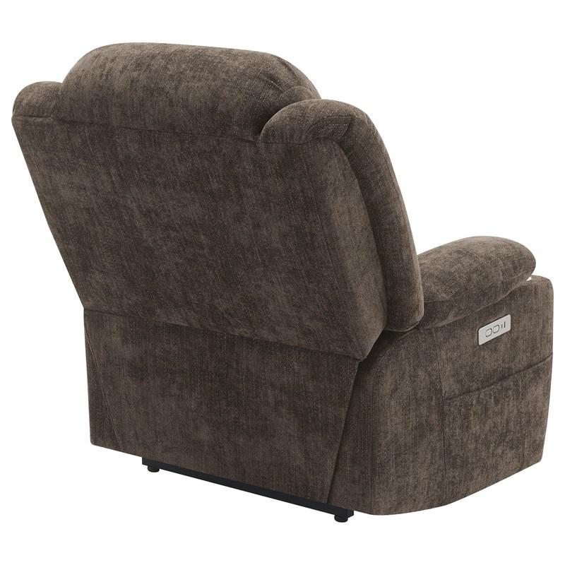 Large Picture of Coaster Furniture Houston 603233P Upholstered Power Lift Recliner Chair - Dark Brown