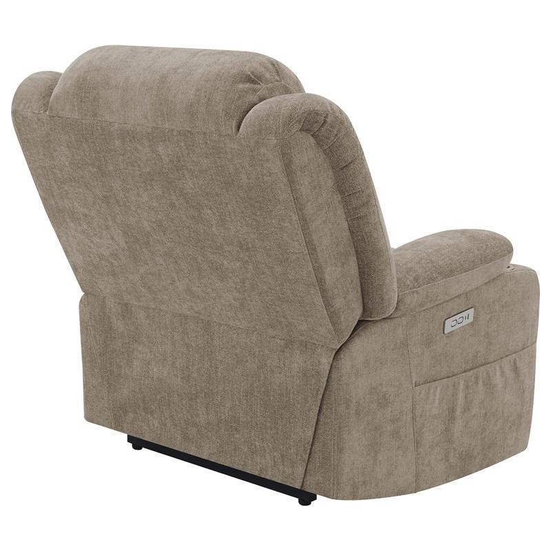 Large Picture of Coaster Furniture Houston 602274P Upholstered Power Lift Recliner Chair - Camel