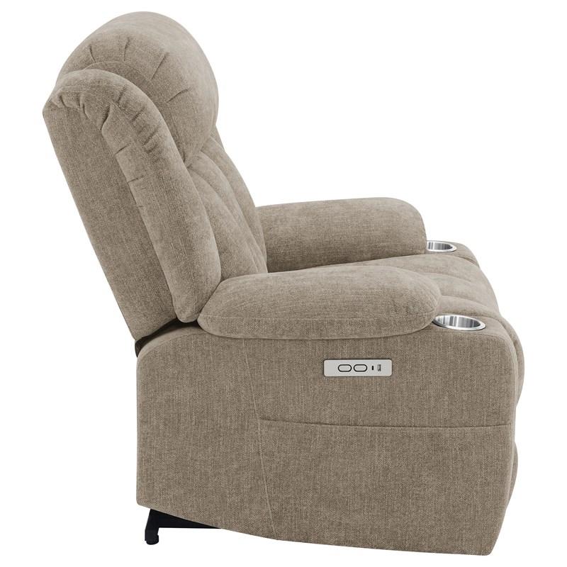 Large Picture of Coaster Furniture Houston 602274P Upholstered Power Lift Recliner Chair - Camel