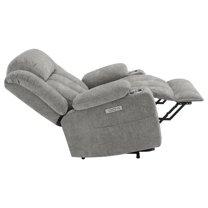 Large Picture of Coaster Furniture Houston 602284P Upholstered Power Lift Recliner - Grey