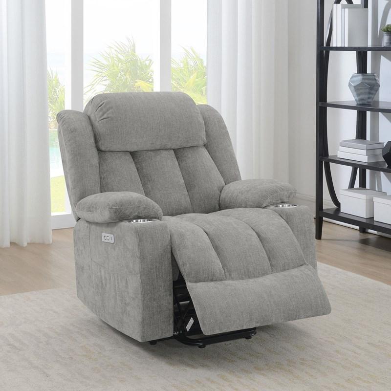 Large Picture of Coaster Furniture Houston 602284P Upholstered Power Lift Recliner - Grey