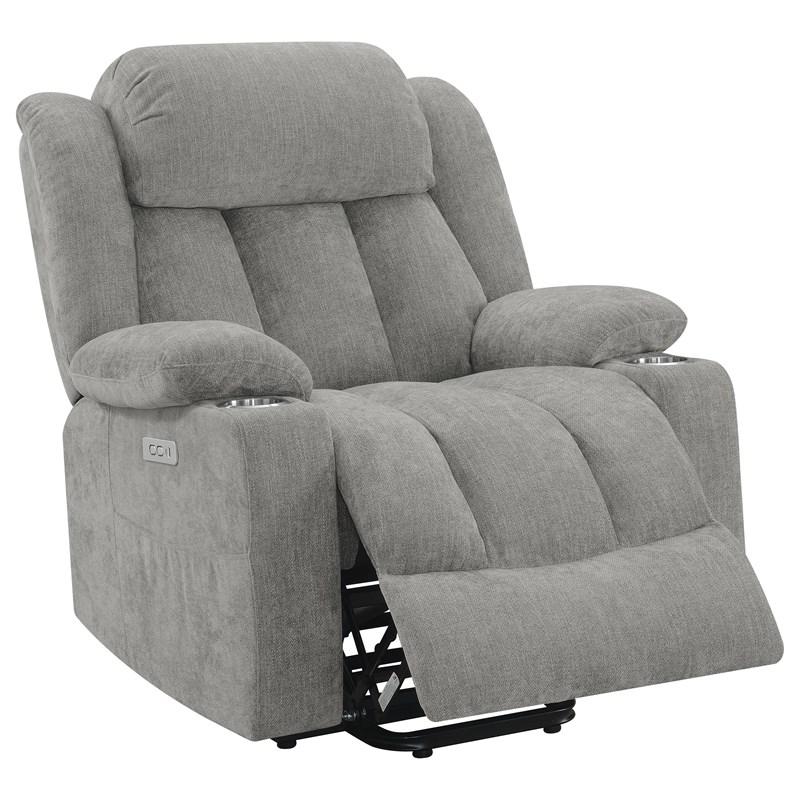 Large Picture of Coaster Furniture Houston 602284P Upholstered Power Lift Recliner - Grey