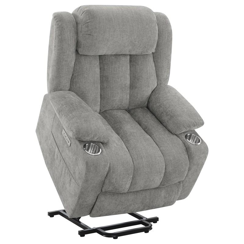 Large Picture of Coaster Furniture Houston 602284P Upholstered Power Lift Recliner - Grey