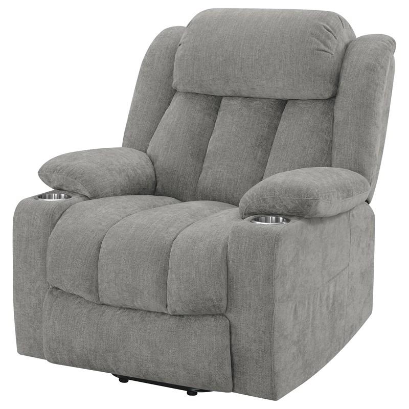 Large Picture of Coaster Furniture Houston 602284P Upholstered Power Lift Recliner - Grey
