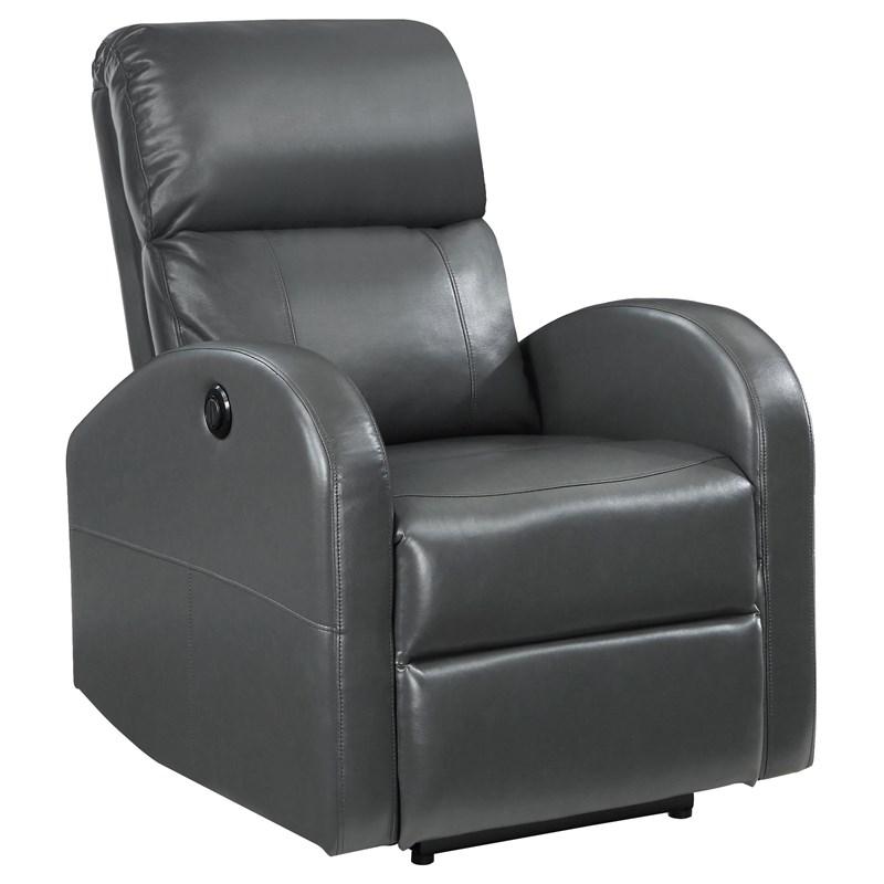 Coaster Furniture Grant 601499P Upholstered Power Recliner Chair - Grey