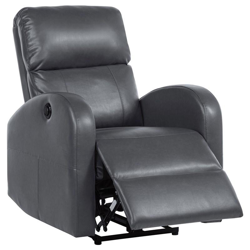 Large Picture of Coaster Furniture Grant 601499P Upholstered Power Recliner Chair - Grey
