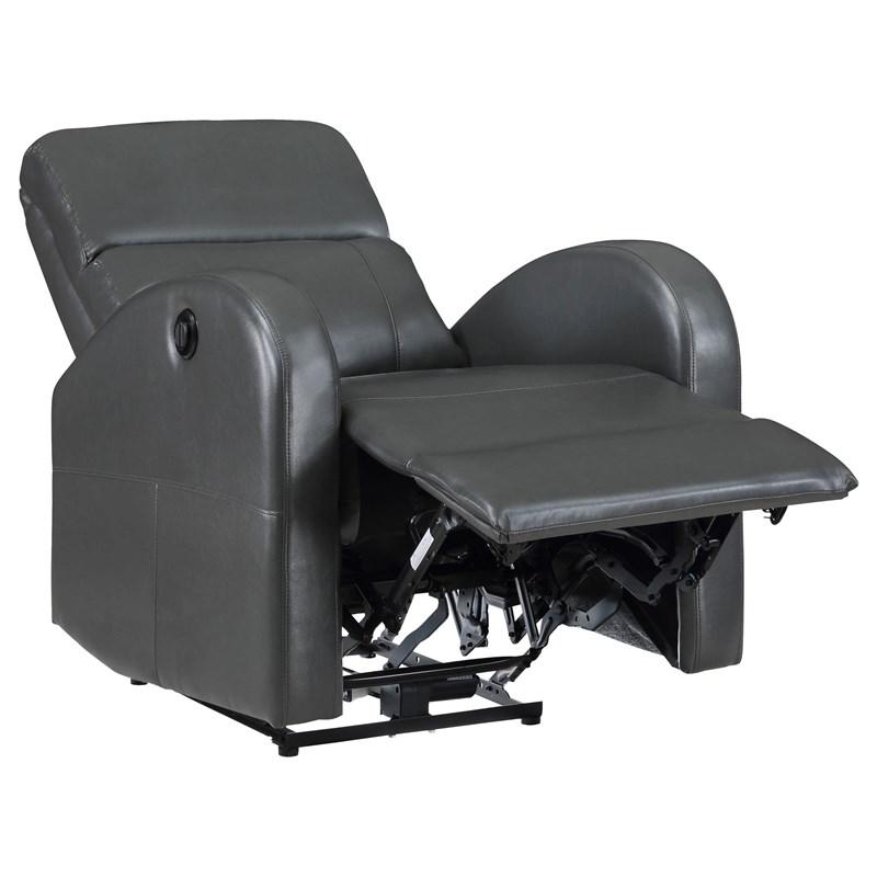 Large Picture of Coaster Furniture Grant 601499P Upholstered Power Recliner Chair - Grey