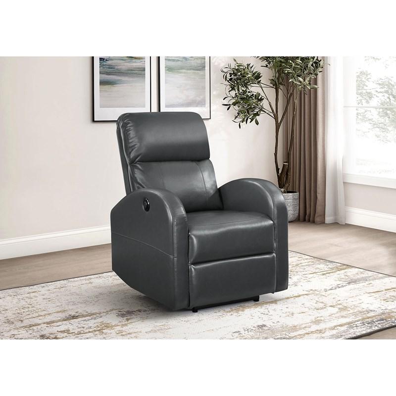 Large Picture of Coaster Furniture Grant 601499P Upholstered Power Recliner Chair - Grey