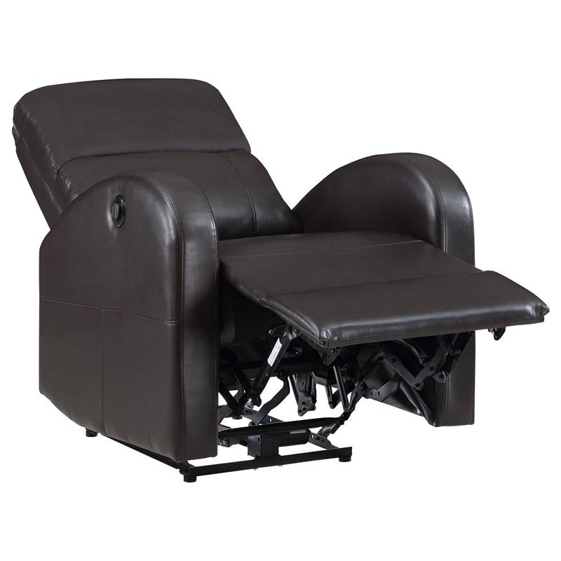 Large Picture of Coaster Furniture Grant 601500P Upholstered Power Recliner Chair - Brown