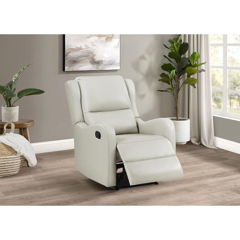 Large Picture of Coaster Furniture Kelsey 609373 Upholstered English Arm Recliner Chair - Ivory