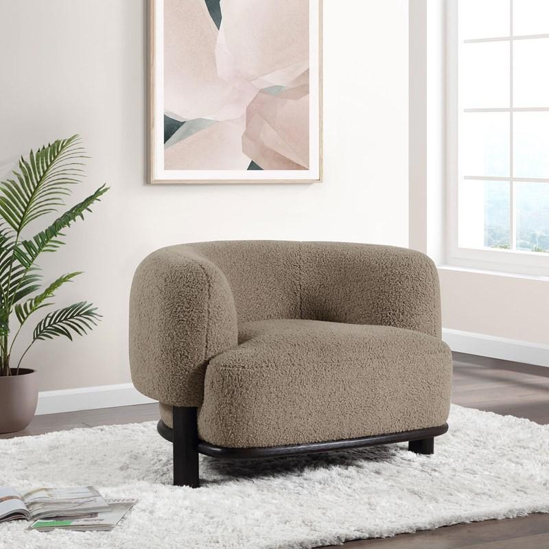 Large Picture of Coaster Furniture Lawler 903170 Upholstered Barrel Back Accent Chair - Mushroom